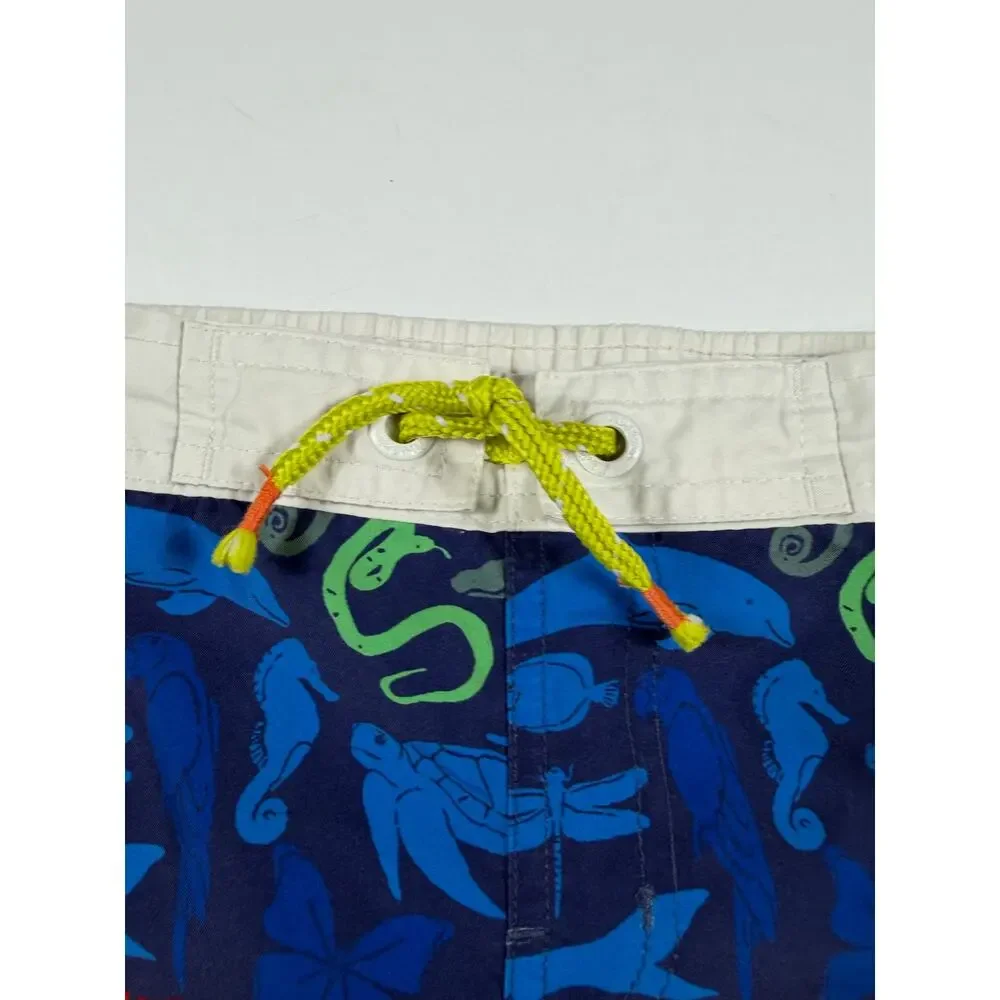 Mini Boden Animal Print Swim Trunks Navy Multicolor Size 5-6 swim shorts